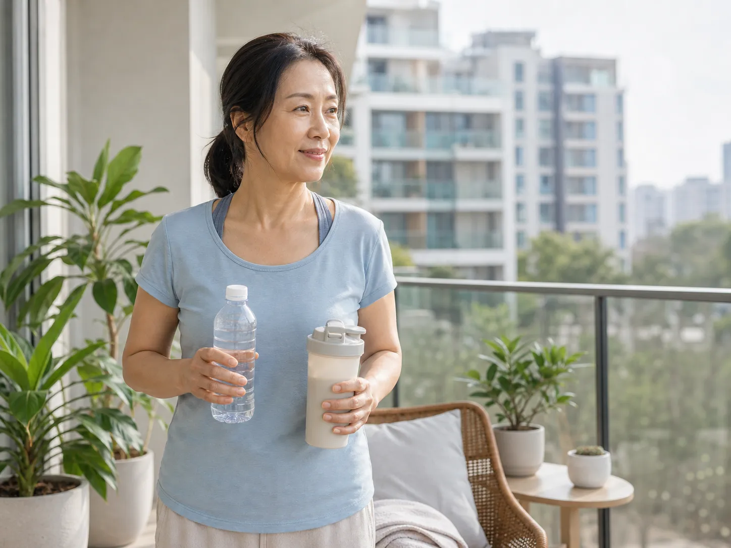 日常活動後的補給情境畫面,傳達乳清蛋白與活動生活中的蛋白質補充安排有關