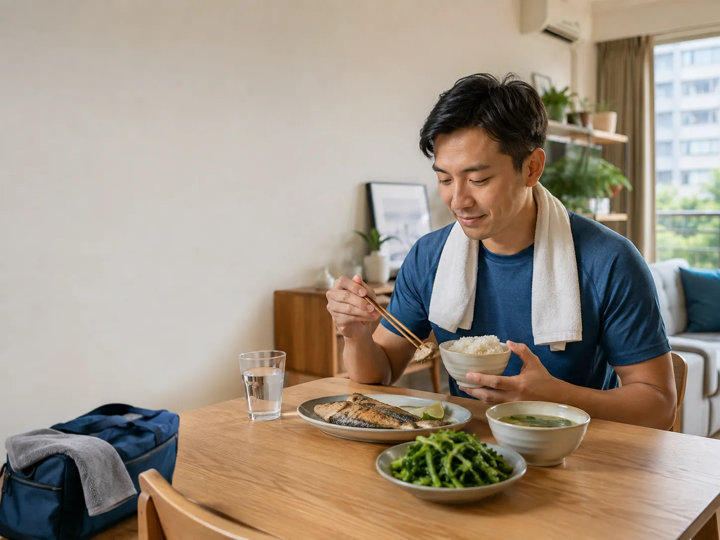 運動後吃什麼:運動結束後在家吃蛋白質、主食與蔬菜的正餐